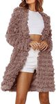 PRETTYGARDEN Women's 2024 Winter Faux Fur Jackets Fall Fashion Open Front Long Shaggy Coat Outerwear (Coffee,Small)