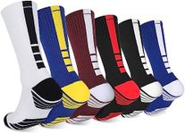 Finerview Elite Basketball Socks 6 Pairs, Premium Mid Calf Athletic Socks for Adult & Youth