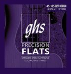 GHS Strings CM3050 4-String Bass Precision Flats, Stainless Steel Flatwound, 38" Winding, Custom Medium (45-105)