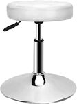 QiCheng&LYS Round Modern bar Stool Height Adjustable 360 Swivel Stool,for Home Office Kitchen Barbershop bar spa (white)