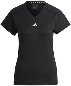 adidas Femme AEROREADY Train Essentials Minimal Branding V-Neck Tee, Black, XL