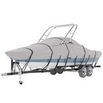 Tuszom 900D Solution Dyed V-Hull Runabouts OutBoards and I/O Cover with 17 PCS Windproof Straps Waterproof Ski & Wakeboard Tower Boat Cover Fit 20'- 22'L Beam Width to 106" W