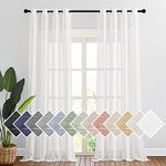 NICETOWN White Linen Curtains 108 i