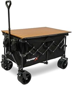 MoverX 200L Camping Trolley on Wheels, Table Folding Wagon, Portable Camping Cart, Foldable Trolly for Festival Beach Outdoor Garden Picnic Shopping Fishing, Wide Wheels, Adjustable Handle, Black