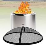 Febtech - Fire Pit Spark Screen Round for Solo Stove Bonfire Spark Screen Size Fire Pit Ring - Heavy Metal 18.5" Fire Pit Screen with Hook for Easy to Lift for Backyard, Camping and Outdoor Fire Pits