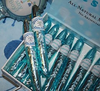 FavorOnline Personalized Blue It's a Boy Chocolate Cigars Box of 24 with Personalized Bands