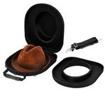 POKOTO Hat Travel Case for Fedora, Panama, Bowler Hats and More - Hard Shell Hat Box with a Carrying Handle, Shoulder Strap & Luggage Strap and ID Card Slot, Hat Holder for Hats with Up to 3" Brim