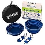 Bonza Large Collapsible Dog Bowls, Twin Pack, 5 Cup, 18cm Diameter, Portable Dog Water Bowls for Medium to Large Dogs