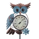 MUMTOP Outdoor Thermometer, 42 Inch Metal Owl Garden Stake Outside Wall Thermometer for Patio, Yard and Garden