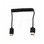 HangTon Mini HDMI to HDMI 2.0 4K 60Hz Coiled Thin Cable for Sony Canon Panasonic Nikon DSLR Camera to Monitor TV