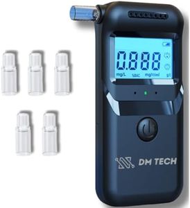 DM TECH Alcoholimetro homologado con Pantalla LCD, Test de alcoholemia Profesional con Gran precisión, Incluye 5 boquillas Reutilizables.