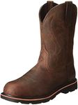 Mens Embroidered Brown Cowboy Boots Chunky Heel Mid Calf Country Work Boot Fall Boots Country Work Boot