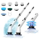 Electric Spin Scrubber, 2024 New Full-Body IPX7 Waterproof Cordless Electric Cleaning Brush with 8 Replaceable Heads, Upgraded Extension Handle, Power Scrubber for Bathtub, Tile, Floor