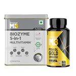 MuscleBlaze Biozyme 5-In-1 Multivitamin, 90 Tablets, Vitamins, Minerals, Joint, T-Booster Blend & Omega 3 Fish Oil Gold 1250Mg- Triple Strength Mula (560Mg Epa & 400Mg Dha), 60 Omega 3 Capsules