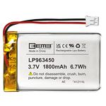 EEMB Lithium Polymer battery 3.7V 1800mAh 963450 Lipo Rechargeable Battery Pack with wire JST Connector for Dashcam and Bluetooth Speaker-confirm device & connector polarity before purchase