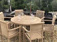 chelsea home and leisure ltd Teak Garden Furniture Folding Table With 6 Stacking chairs