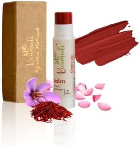 Kaumudi Handmade & 100% Natural 3in1 Lip Balm (Lip Tint | Cheek Tint | Eye Shadow) made with Rose & Saffron Essential oil | Best for Dry, Damaged & Chapped Lips | Hydrates & Moisturizes (Cherry Lip)