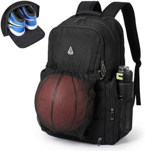 Gemgoal Large Basketball Bag for Men with Shoe Compartment Ball Hold Basketball Backpack for Boys with Fence Hook Water Bottle Holder Best for Soccer Multiple Compartments