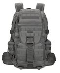 KXBUNQD 50L Military Tactical Backpack Hiking Waterproof Backpack Large Military Pack 3 Day Assault Pack Molle Bag Rucksack, Grey, Backpacks, Backpacks