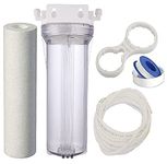 UE 10 Inch Plastics Full Transparent Pre Filter Housing with 1 Spun Candle Multi-Spanner Key Teflon Tape Elbow Connectors & 3 Meter 1/4" Pipe For All Types of Domestic RO UV UF Water Purifiers