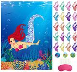 Morcheiong Pin The Tail on The Mermaid Birthday Party Game with 48 Tails for Kids Mermaid Birthday Supplies Decorations Favors