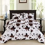 PERFEMET Cow Print Twin Comforter Set 3 Pieces, Brown and White Cowhide Kids Bedding Set for Boys Girls, Geometric Reversible Western Style Bed Quilt Set (Brown White, Twin/Twin XL)