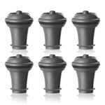 Vacu Vin Wine Bottle Stoppers – 6 Pack Wine Stoppers for Wine Bottles – Vacuum Wine Stopper Set – Reusable Rubber Stoppers for Wine Saver Pump – Grey