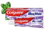 Colgate Max White Sparkle Diamonds Toothpaste 75ml | Teeth whitening toothpaste | Shines enamel for whiter teeth | Super cooling sensation | Fights cavities | Fluoride toothpaste | Purple toothpaste