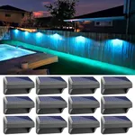 Aulanto Solar Fence Lights 12 Pack, Fence Solar Lights IP65 Waterproof Outdoor Lights,Warm White and 10 RGB Color Glow Modes, Solar Lights Outdoor Decor for Backyard,Garden,Fence,Wall,Deck,Stairs.