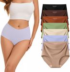 Ailongcity Womens Underwear No Show 7 Pack Panties Seamless Full Coverage High Waist Briefs Silky Stretch (US, Alpha, 4X-Large, Regular, Regular, Purple/Nude/Green/Coffee brown/Marron/Orange/Black)
