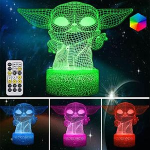 HutaoLi 3D Night Light for Kids, 16 Color Change Baby Light for Room Decor, USB Charge 3D Illusion Lamp with Timing Function Remote Control, for Kids Best Star Wars Fans Christmas Birthday Gifts