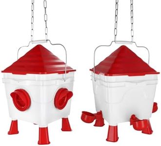 QWORK® Mangeoire et Abreuvoir Poules Automatique 6Kg/8,5L - Installation Facile et Anti-Gaspillage - avec Pieds Amovibles et Chaînes en Acier