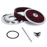 PTNHZ 14''x3'' Round Air Cleaner Filter Assembly w/Flow-Thru Lid Caburetor High Flow Compatible with Chevrolet GMC Ford (AIT17)