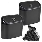 EnthuLove 2 Packs mini Car Trash Can Bin with Lid and 150pcs trash bags,Car Vehicle Trash Can Bin,Car Garbage Trash Can Storage for Front Back Seat Accessories for Office (2 Pack)