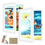 2 Pack Kids Art Frame, 8.5x11 Front Opening Kids Artwork Frames Changeable, Chind Artwork Display Storage Frame for 3D Picture Crafts, Children Drawing Hanging Art, Holds 50-100 Pcs (White)