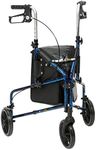 Drive Devilbiss Lightweight Aluminium Trombone Style Tri-Walker with Vinyl Bag, Flame Effect, Blue
