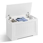 VASAGLE Storage Chest, Storage Bench, Entryway Bench with 2 Safety Hinges, Shoe Bench, White ULHS11WT