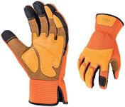 Vgo... 1-Pair Gardening Gloves Men, Safety Work Gloves, Puncture-proof, Thornproof, Touchscreen (Orange,L,SL7475)