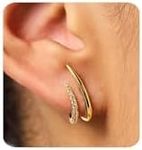 MUMREUES Gold Earrings for Women Trendy 14K Gold Stud Earrings Dainty Minimalist Simple Hypoallergenic Earrings Jewelry Gift for Her