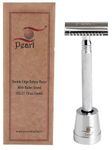 Pearl Shaving Double Edge Close Comb Safety Razor (SS-01) with Razor Stand - Best Shaving Razor for Men | Classic & Traditional shaving Kit for Men | Premium Blade Razors for Diwali gift option