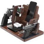 BarvA Adaptive Wood Double Gun Rack Phone Wallet Docking Station Military Watch Night Stand Key Holder Side Table Charging Station Self Defense Desk Organizer Tray Tactical Gear Men Accessories