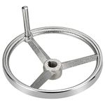 PATIKIL 200mm/8 Inch Diameter Rotary Handwheel, Cast Iron Chrome Plated with Handle for Many Types of Milling Machines and Lathes, Silver Tone