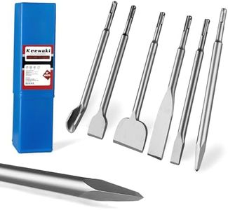 Keewaki 7PCS SDS Plus Chisel Set with Case, 10-Inch Rotary Hammer Chisels for Concrete, Tile & Masonry, Heat-Treated Steel, Includes Point, Flat, Grooving, Scraping, Tile & 3-Inch Scaling Chisel