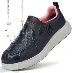 OKVOOT Slip-On Waterproof Non-Slip Wide Width Shoes for Women with Arch Support, Oil Resistant Lightweight Work Sneakers for Kitchen, Restaurant, Chefs, Food Service & Nursing Staff(Black-36)