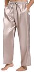 Mens Satin Pajama Pants, Long Pajama Bottoms with Drawstring