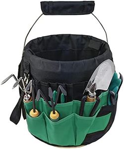 Green Gardening Tools Organizer 5 Gallon Bucket Tools Kit Storage Organizer with Handle, Garden 42 Pockets Tools Management Bucket Bag Trays, Insert Bucket Boss Tools Organizer (Tools Excluded)