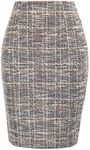 Kate Kasin Womens Knee Length Midi Elastic Waist Stretchy Bodycon Business Pencil Skirt