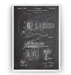 Magic Posters Stratocaster Guitar 1954 Patent Print - Music Room Poster Wall Art Posters Gifts For Men Women Room Blueprint Teacher Decor - Frame Not Included