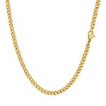 PROSTEEL Men and Women Gold Necklaces Curb Chain 3mm 20 inch Gold Chain Golden Cuban Necklace Rapper Chain