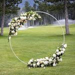 Wedding Backdrop Stand 6.6 FT Metal Round Balloon Arch Stand for Party and Ceremony,Round,White